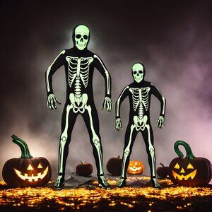 Adult/Kids Full Body Stretch Fabric Zentai Suit - Glow in the Dark Skeleton